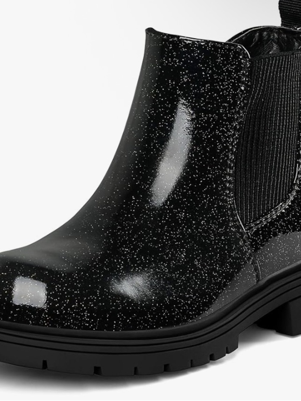 Girls Black Glitter Chelsea Ankle Boots